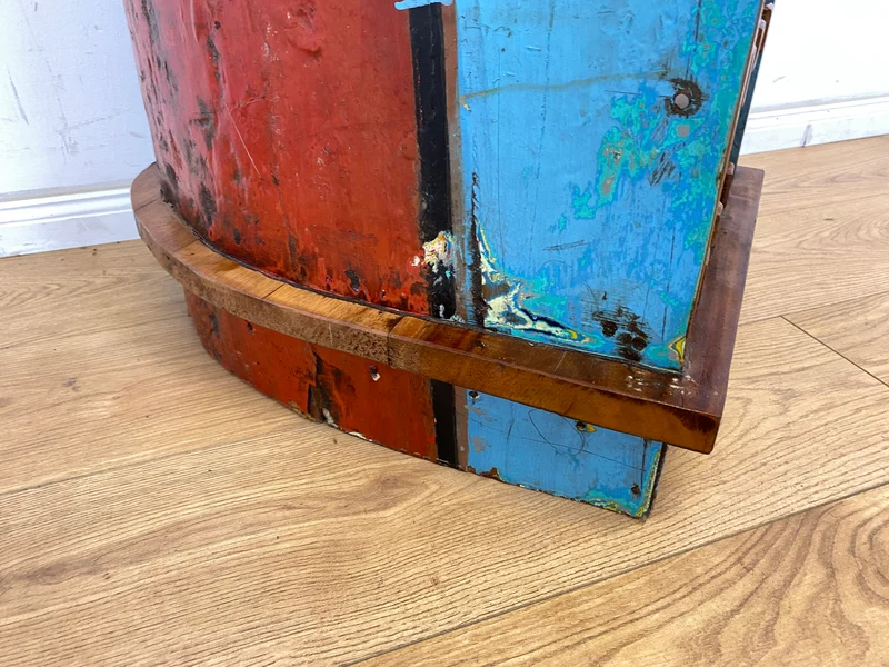 Boatwood by WMK # Außergewöhnliches Regal gebaut aus echtem Fischerboot, ein handgefertigtes Unikat aus massivem Teakholz
