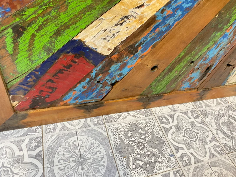 Boatwood by WMK # Einzigartiges Wandbild aus altem Bootsholz, ein handgefertigtes Unikat aus massivem Teakholz in Originalfarben der Boote
