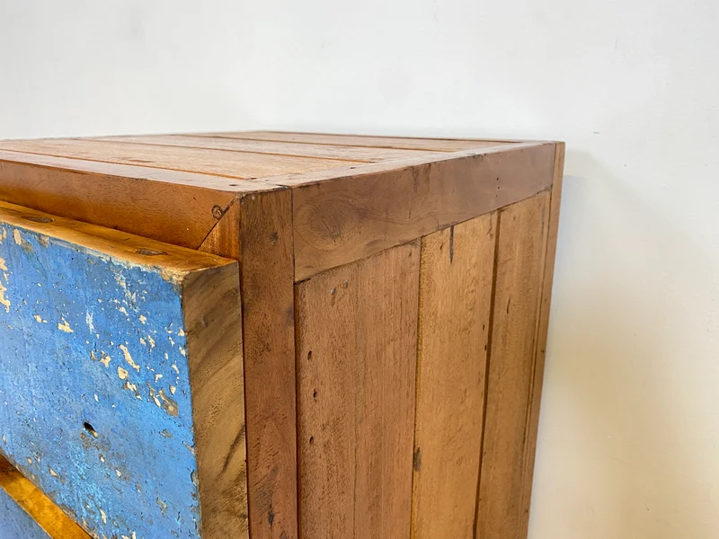 Boatwood by WMK # Sehr schöne Kommode mit Schubladen, ein aus altem Bootsholzhandgefertigtes Unikat aus massivem Teakholz