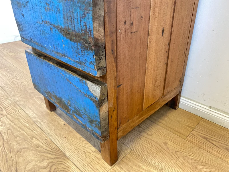 Boatwood by WMK # Sehr schöne Kommode mit Schubladen, ein aus altem Bootsholzhandgefertigtes Unikat aus massivem Teakholz