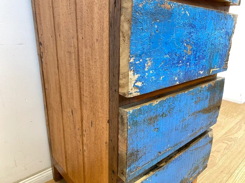 Boatwood by WMK # Sehr schöne Kommode mit Schubladen, ein aus altem Bootsholzhandgefertigtes Unikat aus massivem Teakholz