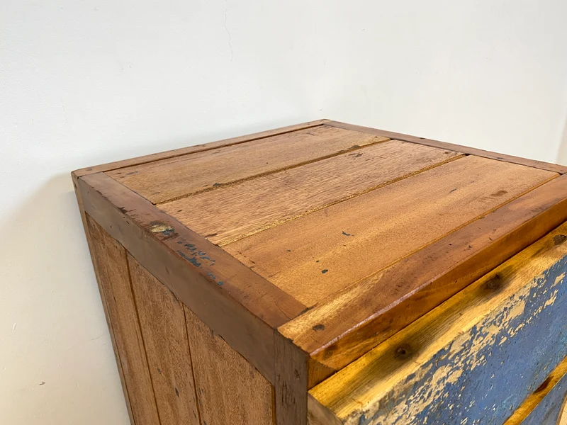 Boatwood by WMK # Sehr schöne Kommode mit Schubladen, ein aus altem Bootsholzhandgefertigtes Unikat aus massivem Teakholz