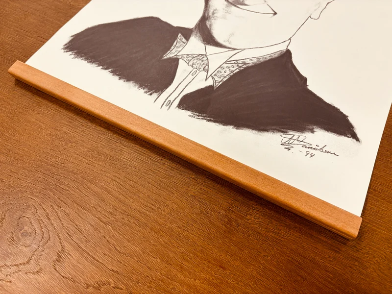 WMK 1/56 Die Kultfiguren Stan & Ollie, bekannt auch als Dick und Doof , als Vintage Druck auf Hartpapier, mit & ohne neuem Teakholz Rahmen
