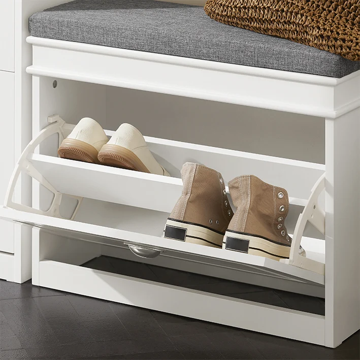 SoBuy | Schuhkipper | Schuhbank mit Klappe | Schuhschrank Weiß | FSR82