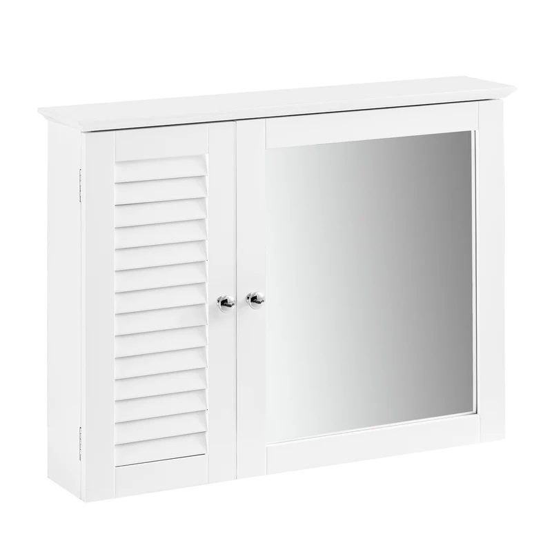 SoBuy | Spiegelschrank | Hängeschrank mit Spiegeltür | Badschrank Weiß | BZR55-W