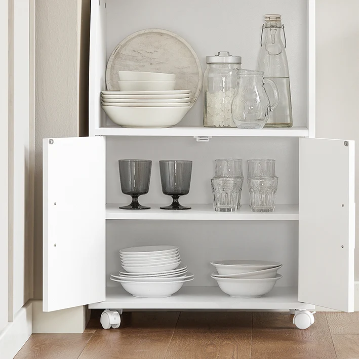 SoBuy | Getränkewagen | Küchenschrank | Mikrowellenschrank Weiß | FRG241-W