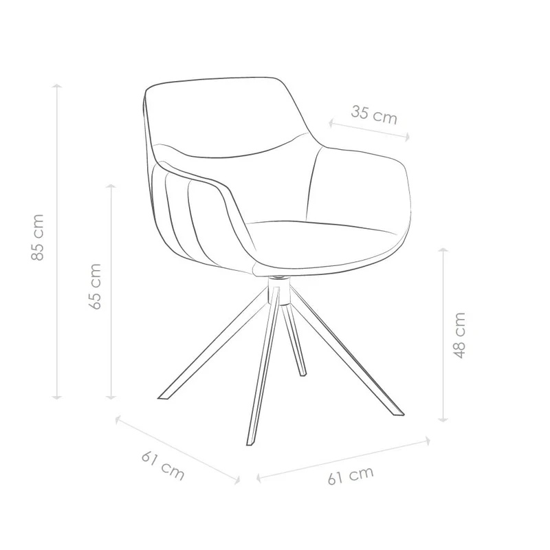 Armlehnenstuhl cognac-grau drehbar, Esszimmerstuhl drehbar cognac, Stuhl braun-cognac