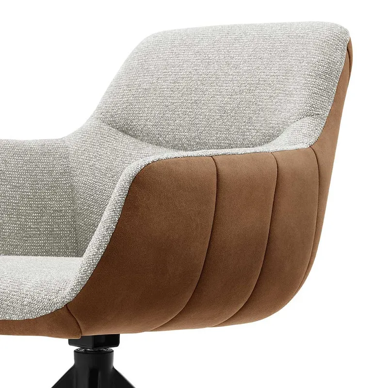 Armlehnenstuhl cognac-grau drehbar, Esszimmerstuhl drehbar cognac, Stuhl braun-cognac
