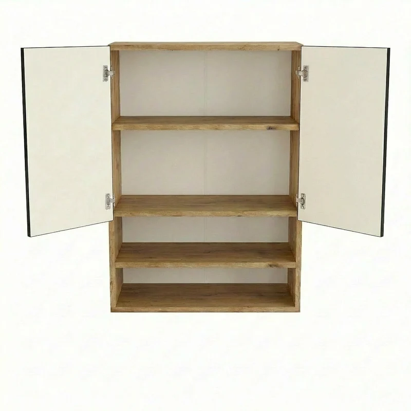 Badezimmer Hängeschrank 60 cm mit geriffelte Front Willy für Geberit - Schwarz/Walnuss