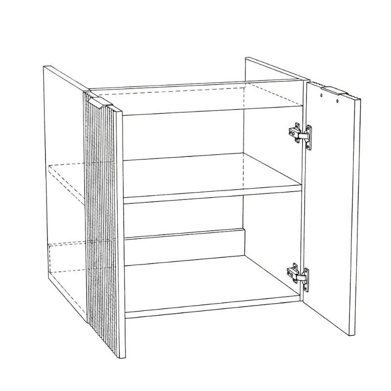 Waschtischunterschrank 60 cm mit Türen, ohne Oberteil Willy - Weiß/Walnuss