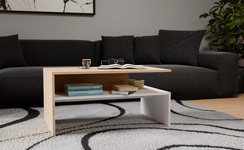 COUCHTISCH / BOSTON BANK EICHE ARTISAN WEISS