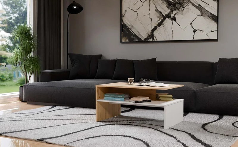 COUCHTISCH / BOSTON BANK EICHE ARTISAN WEISS