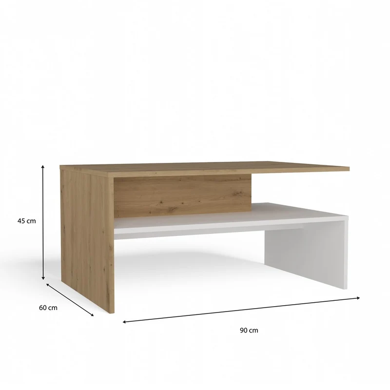 COUCHTISCH / BOSTON BANK EICHE ARTISAN WEISS