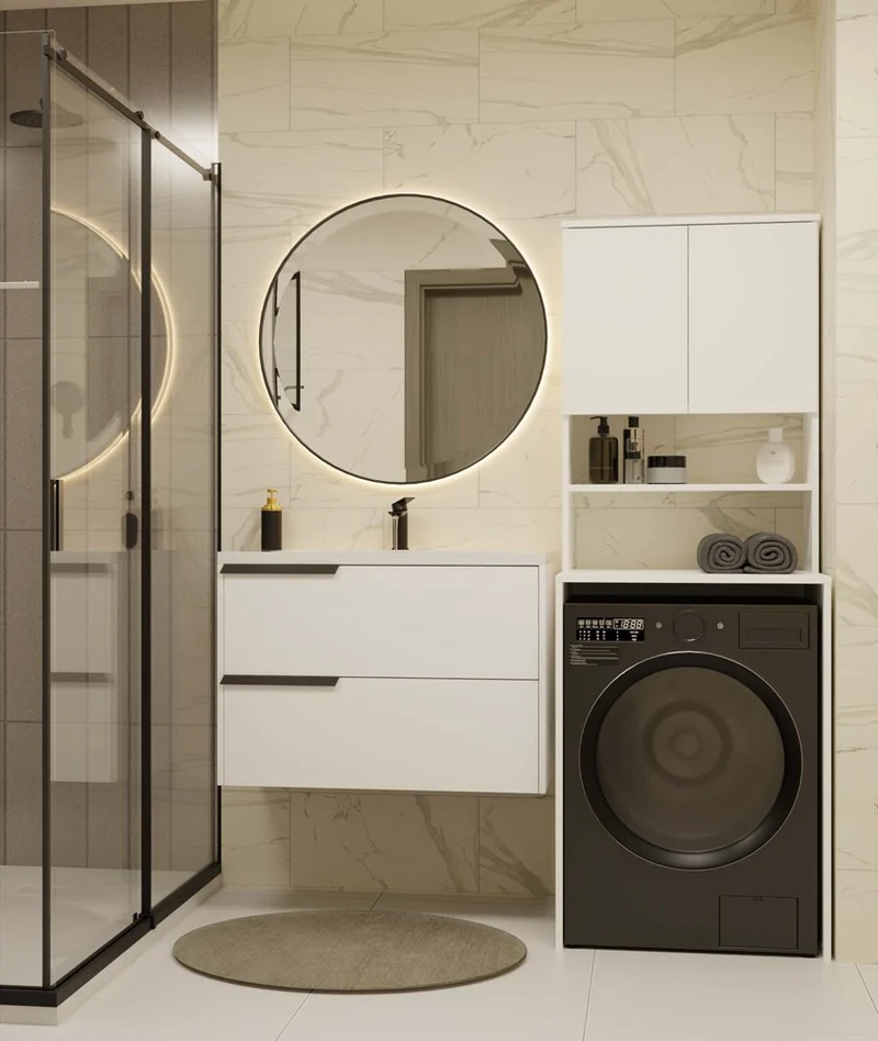 BADEZIMMERSCHRANK ÜBER DIE WASCHMASCHINE POLA MULTI WEISS