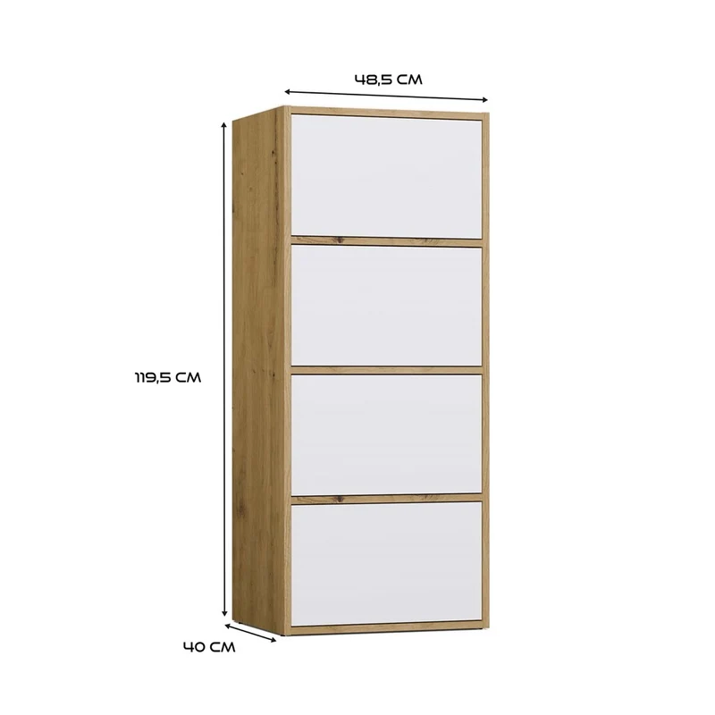 KOMMODE ALMA 4 TÜREN 4 REGALE WEISS / KORPUS EICHE ARTISAN
