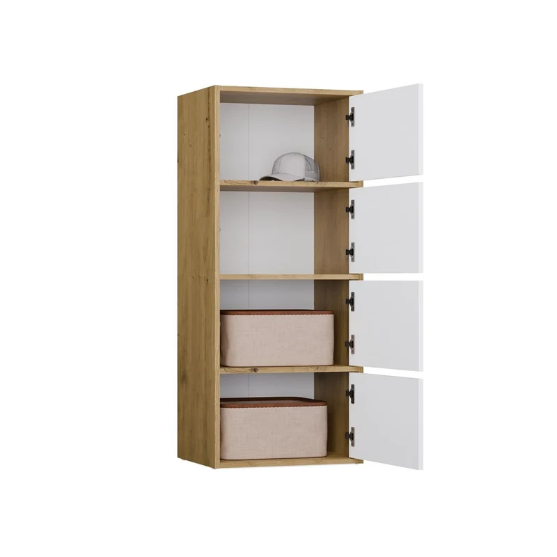 KOMMODE ALMA 4 TÜREN 4 REGALE WEISS / KORPUS EICHE ARTISAN