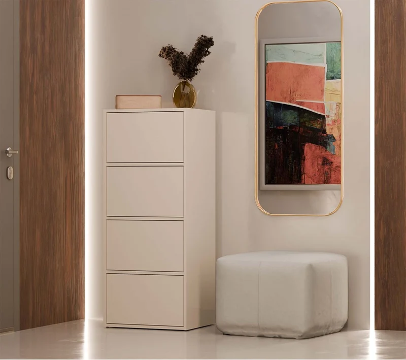 KOMMODE ALMA 4 TÜREN 4 REGALE KASCHMIR BEIGE