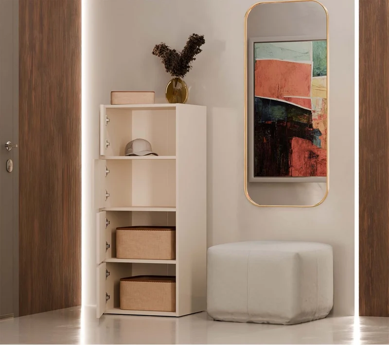KOMMODE ALMA 4 TÜREN 4 REGALE KASCHMIR BEIGE