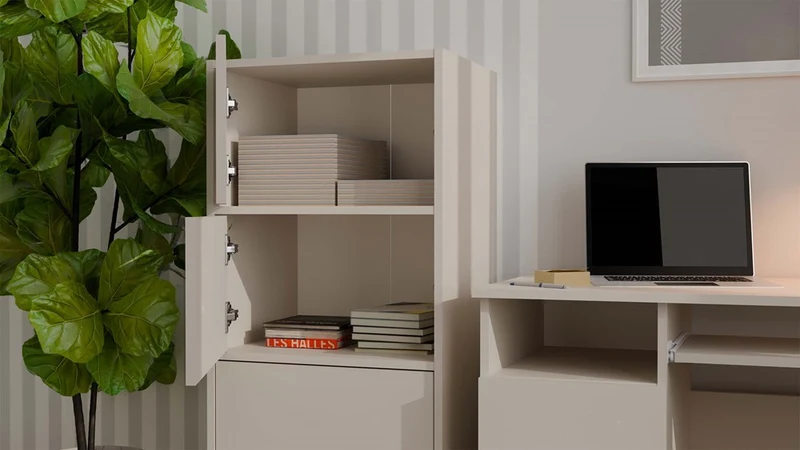 KOMMODE ALMA 4 TÜREN 4 REGALE KASCHMIR BEIGE