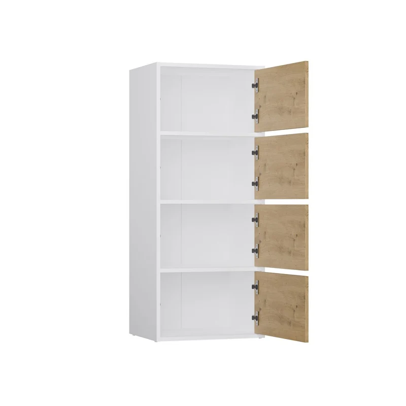 KOMMODE ALMA 4 TÜREN 4 REGALE WEISS / EICHE ARTISAN