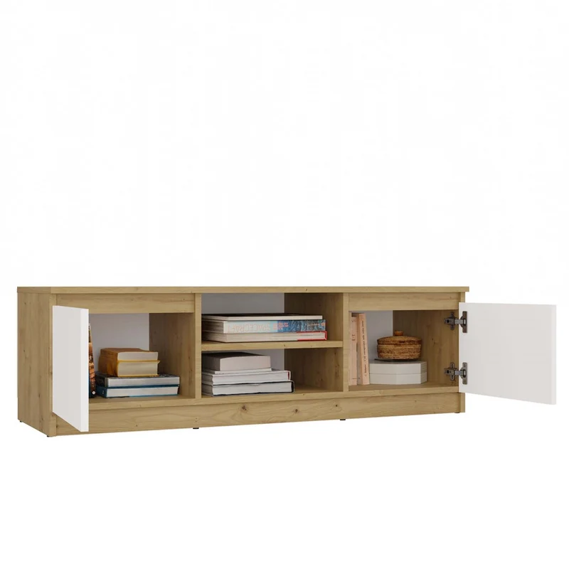 TV-MÖBEL 120 CM ARTISAN WEISS MALWA TV-TISCH FÜR DAS WOHNZIMMER