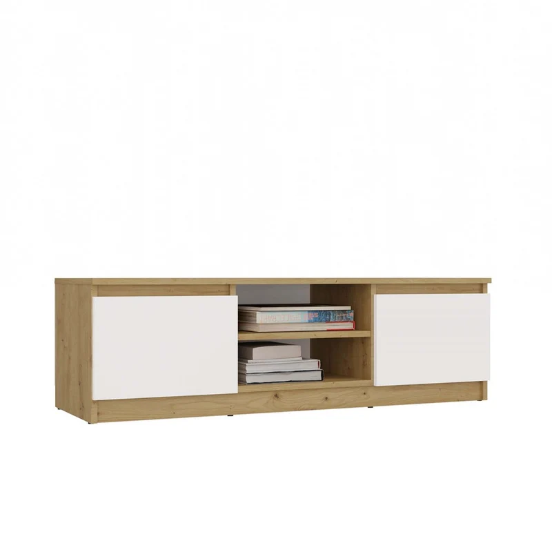 TV-MÖBEL 120 CM ARTISAN WEISS MALWA TV-TISCH FÜR DAS WOHNZIMMER