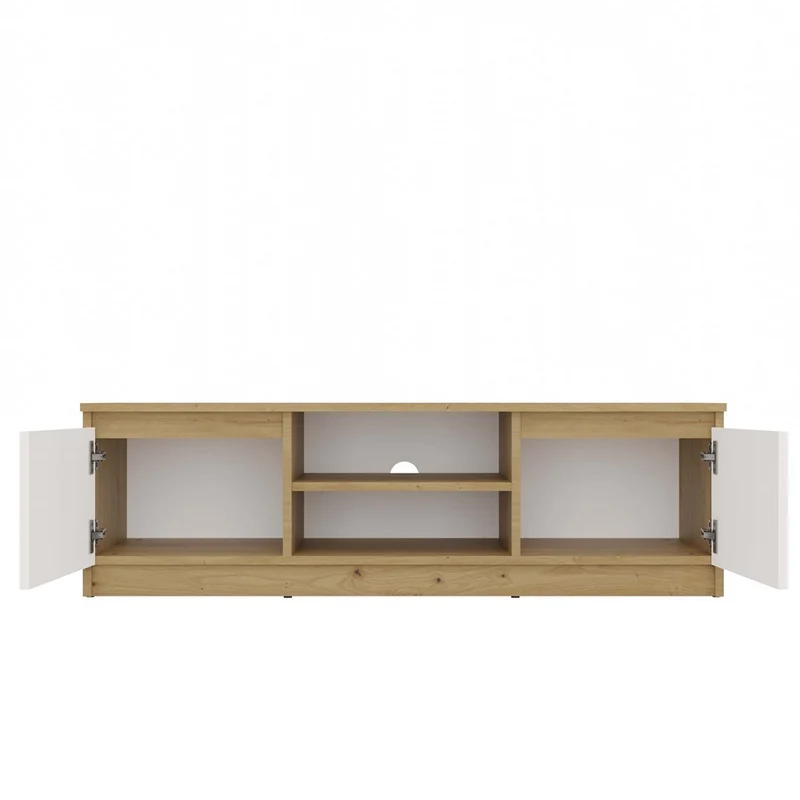 TV-MÖBEL 120 CM ARTISAN WEISS MALWA TV-TISCH FÜR DAS WOHNZIMMER