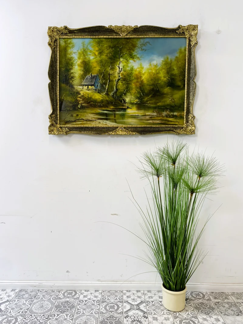 WMK Farbenintensives & sehr gut gemaltes Öl auf Leinwand Landschaftsgemälde, 111x80cm, signiert mit PR98, in gut erhaltenem Stuckrahmen in Gold