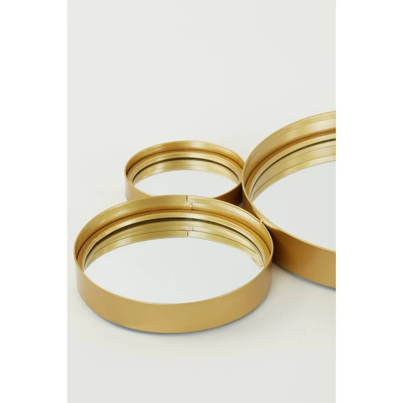 Spiegel rund Gold, Wandspiegel rund Gold, Wandspiegel Metall rund, Höhe 99 cm