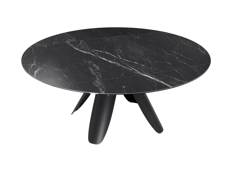 Esstisch anthrazit rund Keramik, Tisch rund Keramik ausziehbar, Esstisch rund Marmoroptik Durchmesser 190 cm
