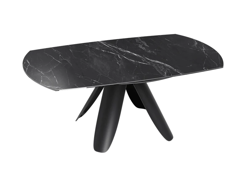 Esstisch anthrazit rund Keramik, Tisch rund Keramik ausziehbar, Esstisch rund Marmoroptik Durchmesser 190 cm