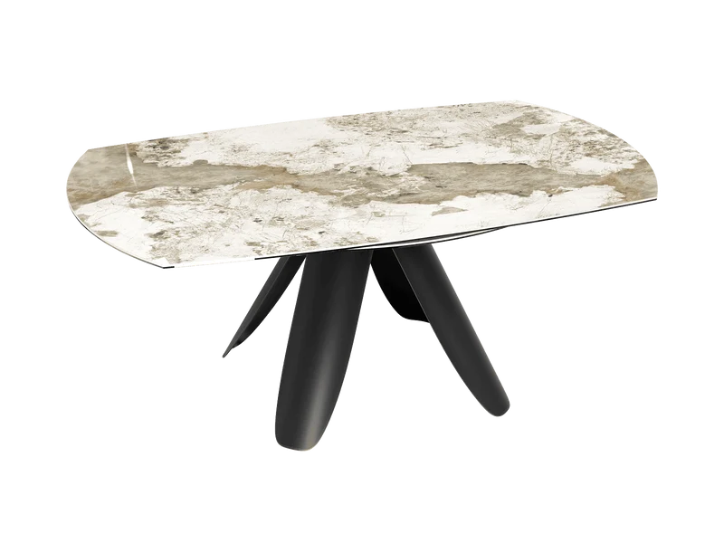 Esstisch weiß-beige rund Keramik, Tisch rund Keramik ausziehbar, Esstisch rund Marmoroptik Durchmesser 190 cm