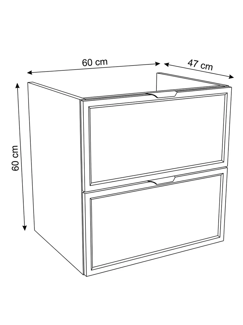 Waschtischunterschrank 60 cm mit 2 Schubladen, ohne Oberteil Roma - Kaschmir