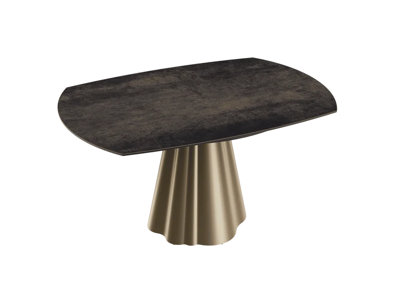 Esstisch braun rund Keramik, Tisch rund Keramik ausziehbar, Esstisch Gold Marmoroptik Durchmesser 150 cm