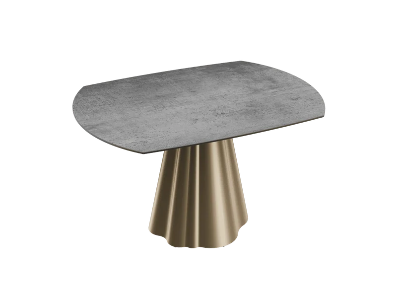Esstisch grau-Gold rund Keramik, Tisch rund Keramik ausziehbar, Esstisch Gold Marmoroptik Durchmesser 135 cm