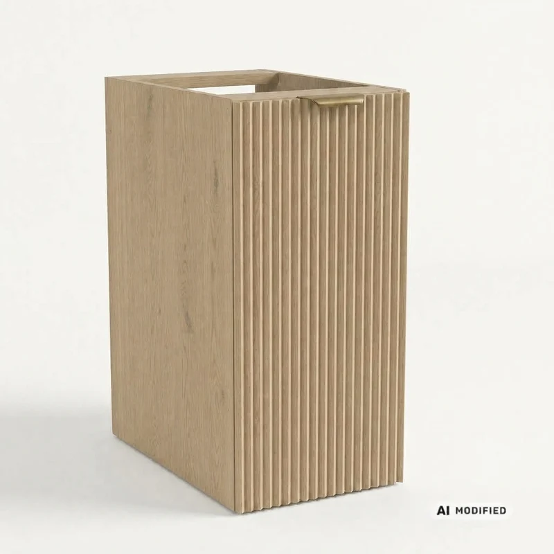 Badezimmerschrank 30 cm, geriffelte Fronten, 1 Tür Willy - Eiche Cremona