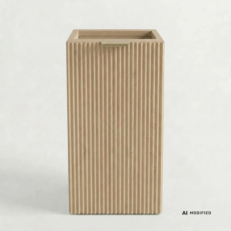 Badezimmerschrank 30 cm, geriffelte Fronten, 1 Tür Willy - Eiche Cremona