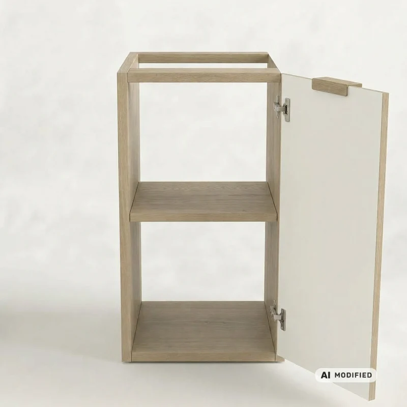 Badezimmerschrank 30 cm, geriffelte Fronten, 1 Tür Willy - Eiche Cremona