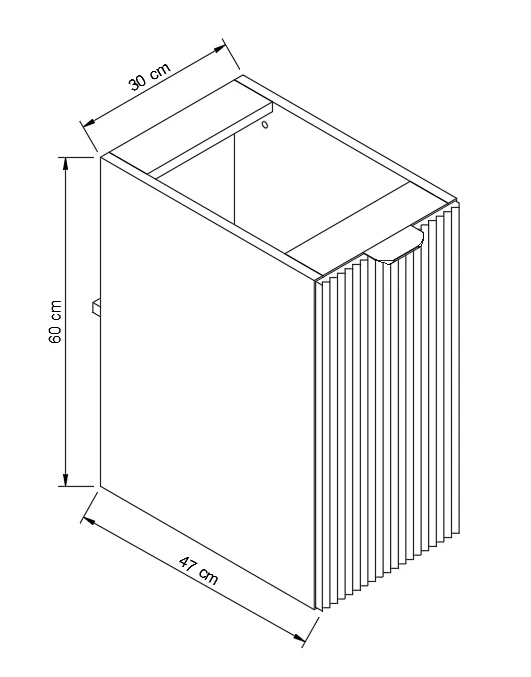 Badezimmerschrank 30 cm, geriffelte Fronten, 1 Tür Willy - Eiche Cremona