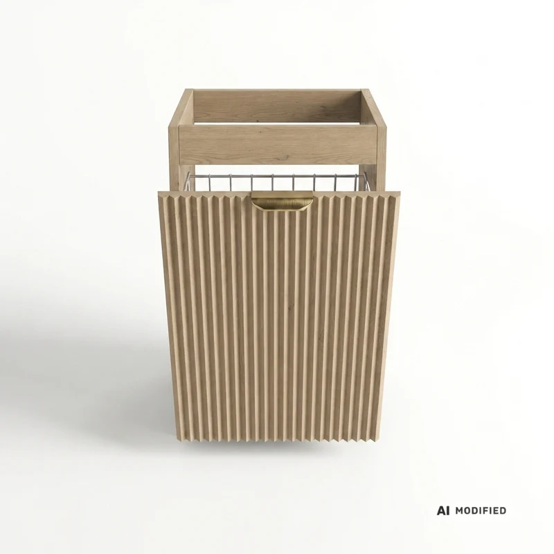 Badezimmerschrank 40 cm mit Wäschekorb Willy - Eiche Cremona