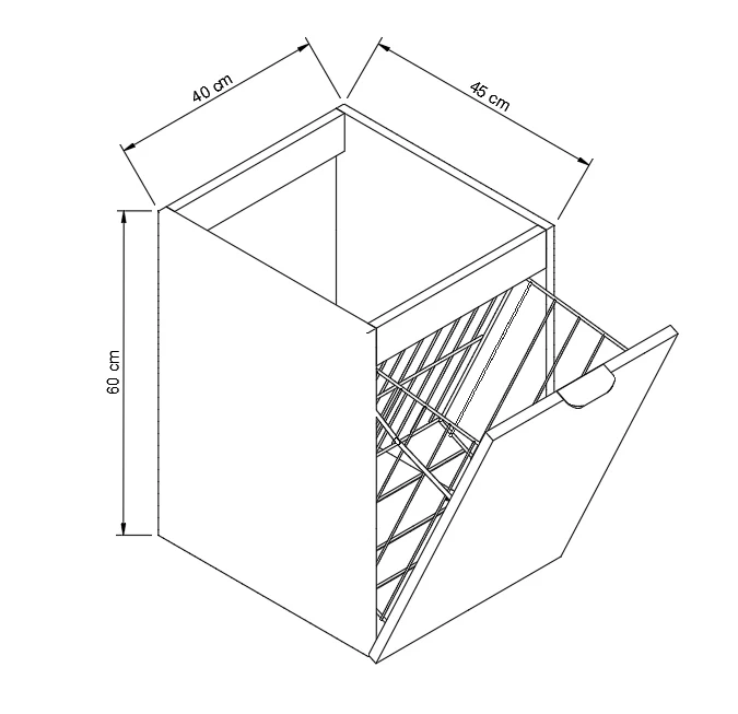 Badezimmerschrank 40 cm mit Wäschekorb Willy - Schwarz/Walnuss