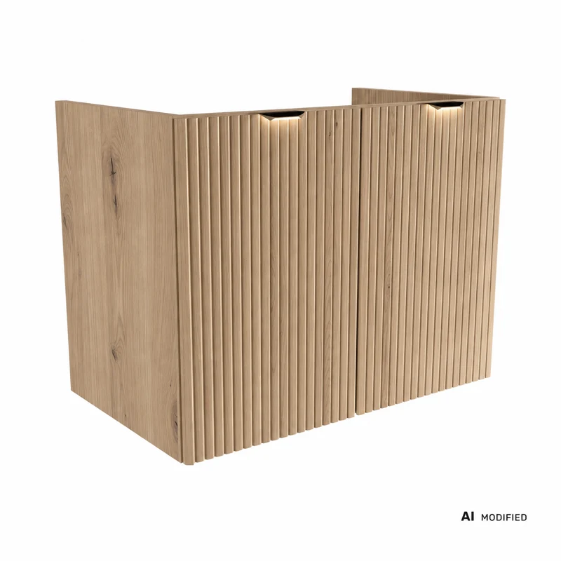Waschtischunterschrank 80 cm mit Türen, ohne Oberteil Willy - Eiche Cremona
