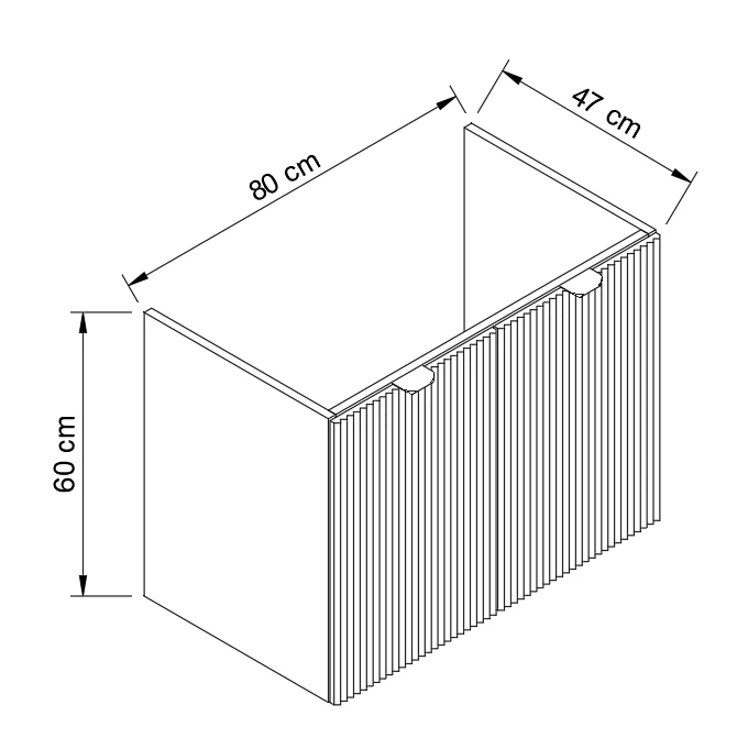 Waschtischunterschrank 80 cm mit Türen, ohne Oberteil Willy - Eiche Cremona