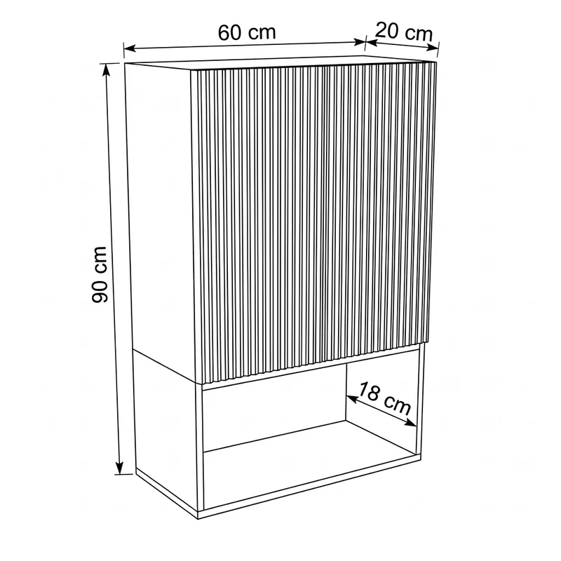 Badezimmer Hängeschrank 60 cm mit geriffelte Front Willy für Geberit - Eiche Cremona
