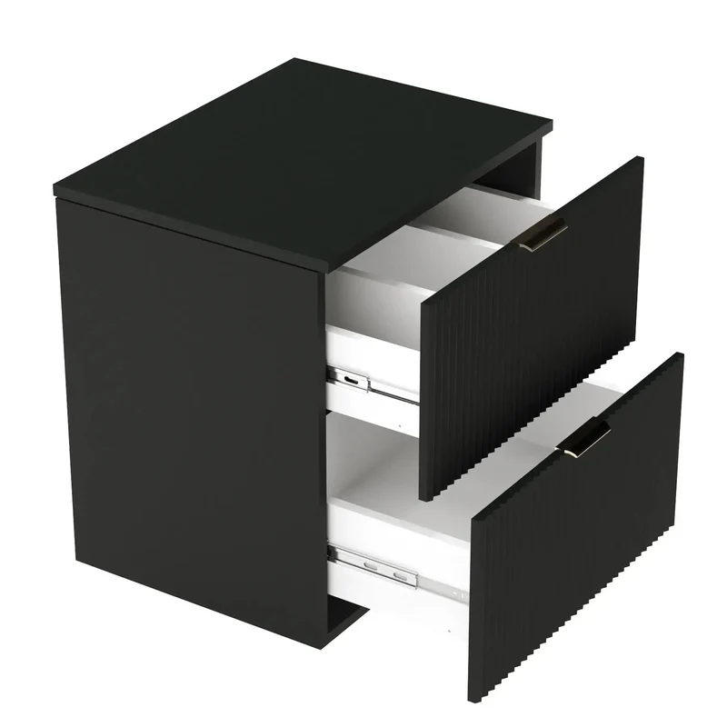 Badmöbel-Set: 80 cm Schrank mit Aufsatzwaschbecken Willy - Schwarz