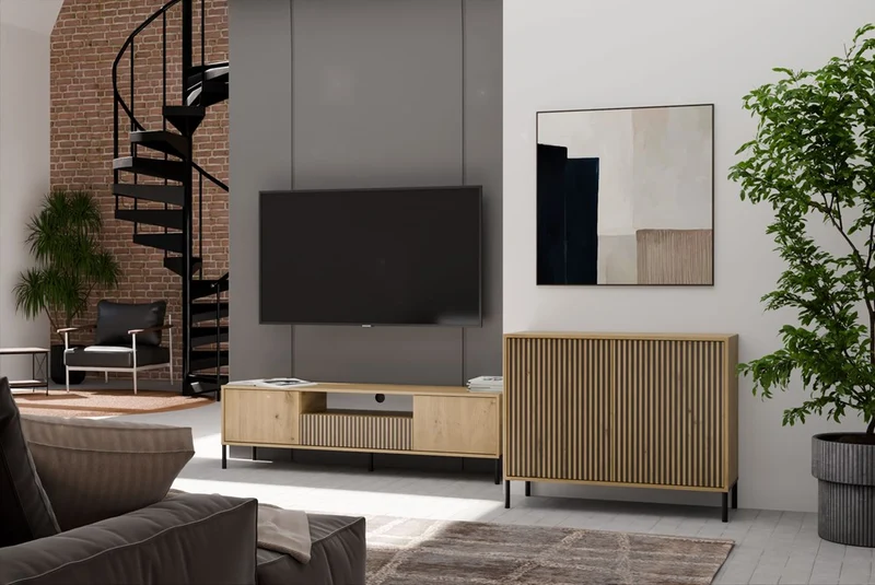 Product image CDF Moderne Kabinett KAMARO 2D Slim | Farbe: Artisan | Schrank für Dokumente, Kleinigkeiten | Ideal für Wohnzimmer, Schlafzimmer, Kinderzimmer und Büro | Einfache Montage
