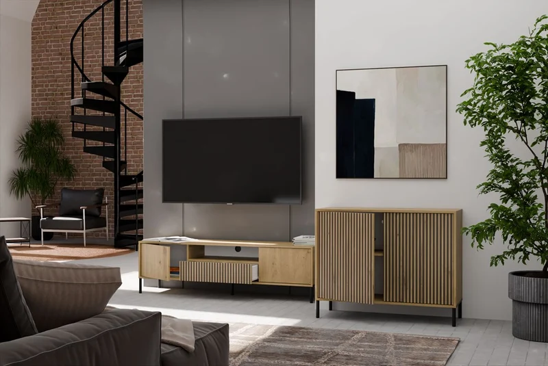 Product image CDF Moderne Kabinett KAMARO 2D Slim | Farbe: Artisan | Schrank für Dokumente, Kleinigkeiten | Ideal für Wohnzimmer, Schlafzimmer, Kinderzimmer und Büro | Einfache Montage
