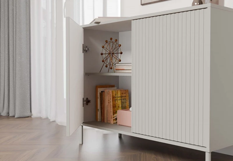CDF Kommode Kamaro 2D SLIM | Farbe: Kaschmir (Beige) | Ideal für Wohnzimmer, Schlafzimmer, Kinderzimmer und Büro | Einfache Montage
