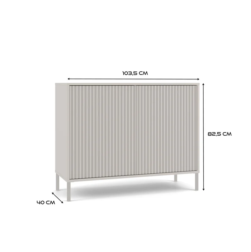 CDF Kommode Kamaro 2D SLIM | Farbe: Kaschmir (Beige) | Ideal für Wohnzimmer, Schlafzimmer, Kinderzimmer und Büro | Einfache Montage
