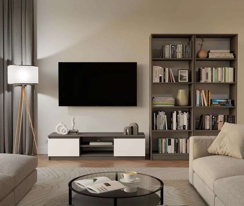BÜCHERREGAL OFFEN 5 FÄCHER ANTHRAZIT | STANDREGAL MODERN KOMPAKT | MODELL R60 182x60x30 CM